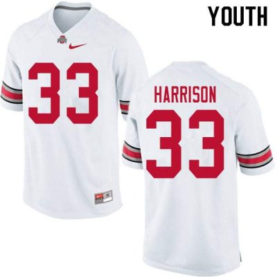 NCAA Ohio State Buckeyes Youth #33 Zach Harrison White Nike Football College Jersey YTH7045FZ